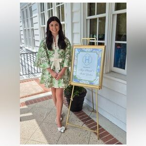 Carmen Mini Dress - Green/Ivory